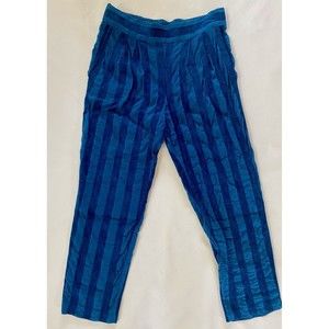 EUC The Odells Blue Cropped Striped Linen Blend Pants Small